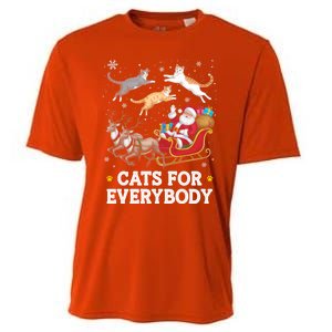 Cats For Everybody Christmas Funny Santa Cat Lover Xmas Gift Cooling Performance Crew T-Shirt