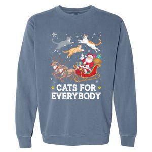 Cats For Everybody Christmas Funny Santa Cat Lover Xmas Gift Garment-Dyed Sweatshirt