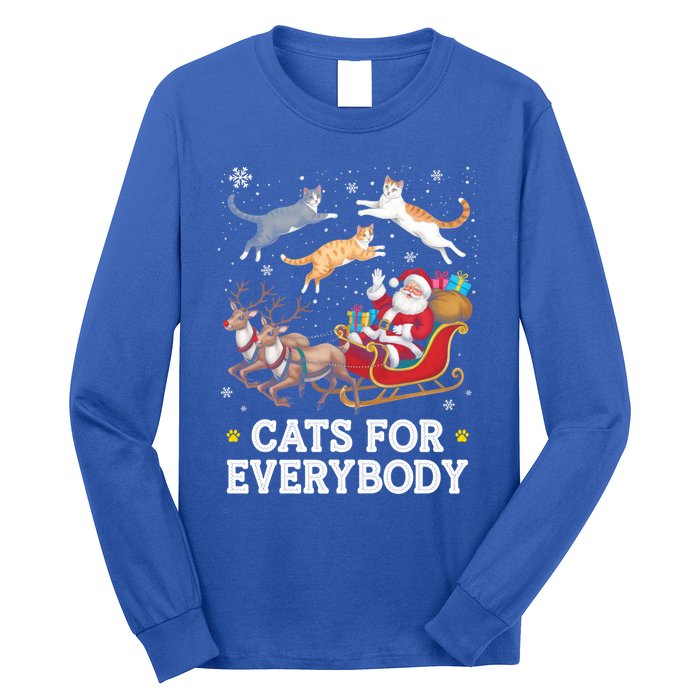 Cats For Everybody Christmas Funny Santa Cat Lover Xmas Gift Long Sleeve Shirt