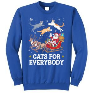 Cats For Everybody Christmas Funny Santa Cat Lover Xmas Gift Tall Sweatshirt