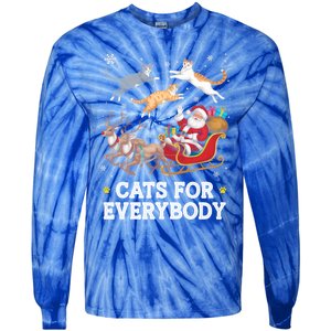 Cats For Everybody Christmas Funny Santa Cat Lover Xmas Gift Tie-Dye Long Sleeve Shirt