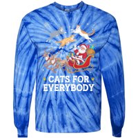 Cats For Everybody Christmas Funny Santa Cat Lover Xmas Gift Tie-Dye Long Sleeve Shirt