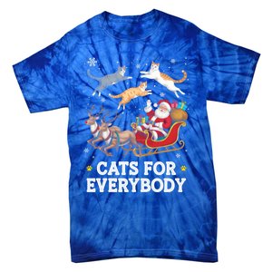 Cats For Everybody Christmas Funny Santa Cat Lover Xmas Gift Tie-Dye T-Shirt