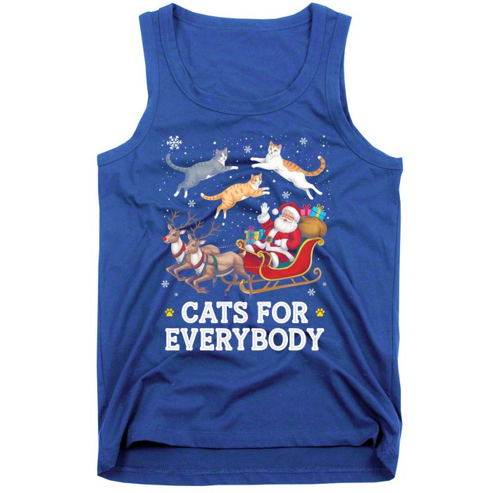 Cats For Everybody Christmas Funny Santa Cat Lover Xmas Gift Tank Top