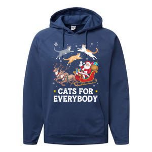 Cats For Everybody Christmas Funny Santa Cat Lover Xmas Gift Performance Fleece Hoodie