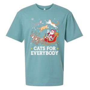 Cats For Everybody Christmas Funny Santa Cat Lover Xmas Gift Sueded Cloud Jersey T-Shirt