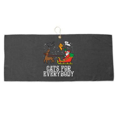 Cats For Everybody Christmas Cat Funny Xmas Santa Large Microfiber Waffle Golf Towel