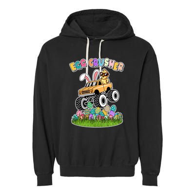 Cute Funny Easter Egg Crusher Baby Chick Monster Truck Garment-Dyed Fleece Hoodie