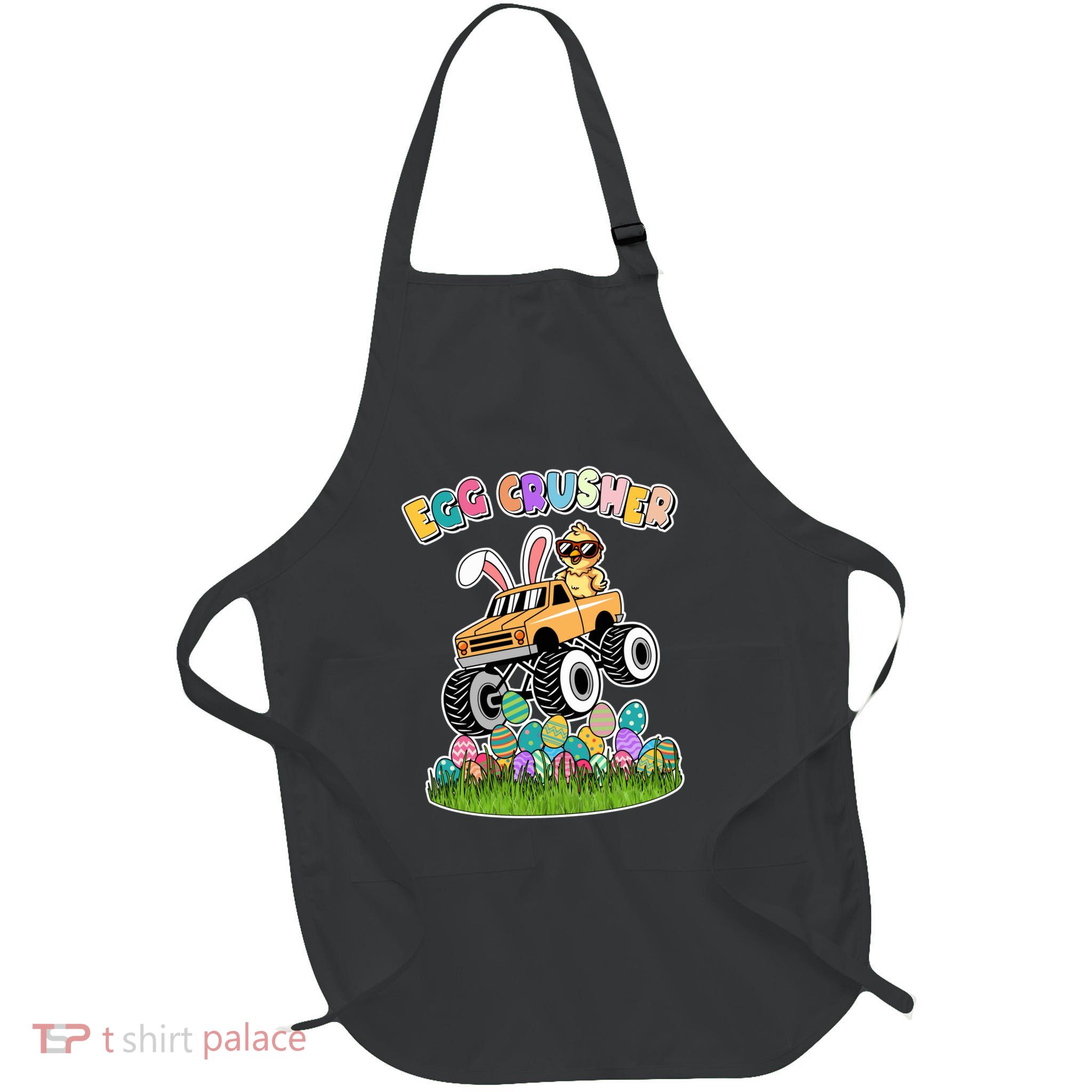 Cute Funny Easter Egg Crusher Baby Chick Monster Truck Full-Length Apron With Pockets