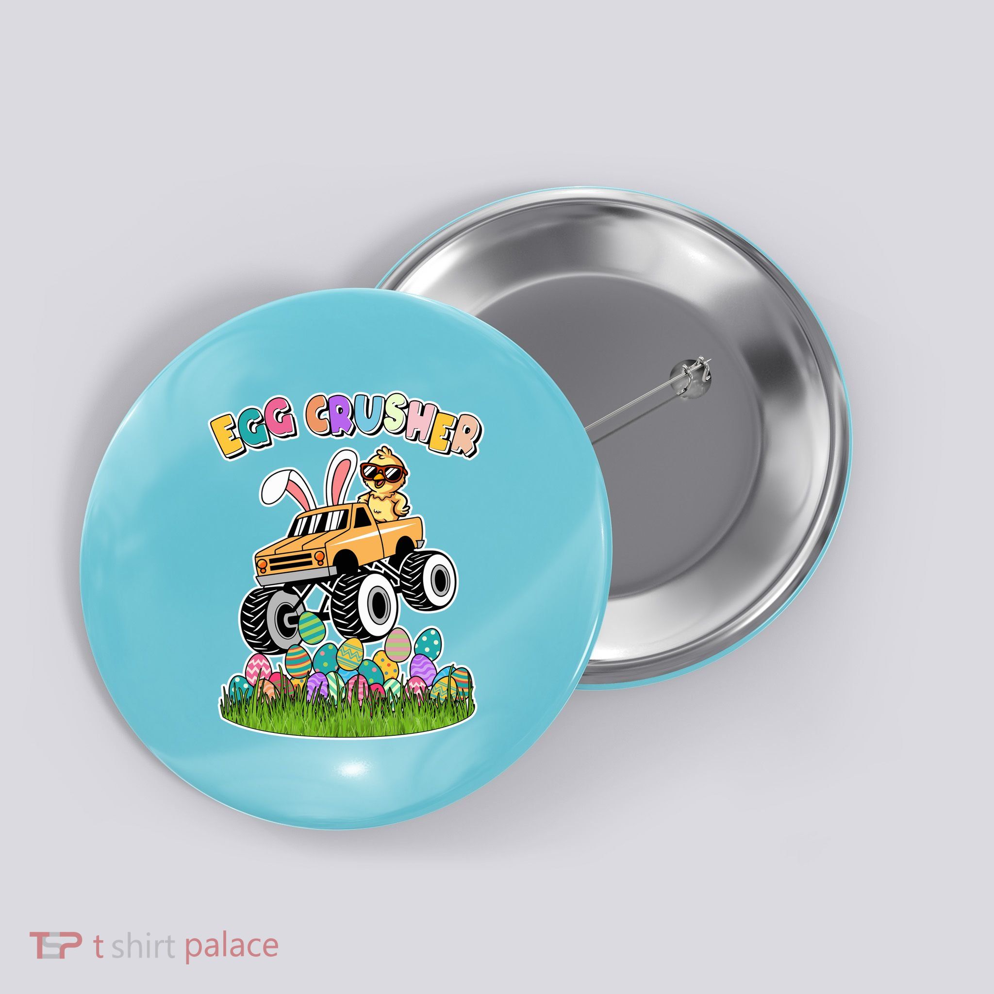 Cute Funny Easter Egg Crusher Baby Chick Monster Truck Button