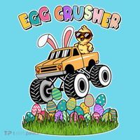 Cute Funny Easter Egg Crusher Baby Chick Monster Truck Button