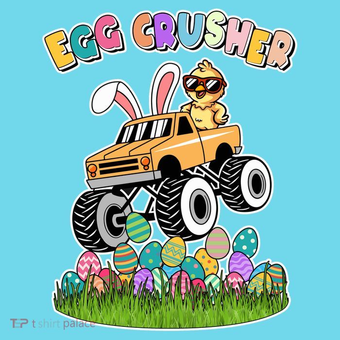 Cute Funny Easter Egg Crusher Baby Chick Monster Truck Button