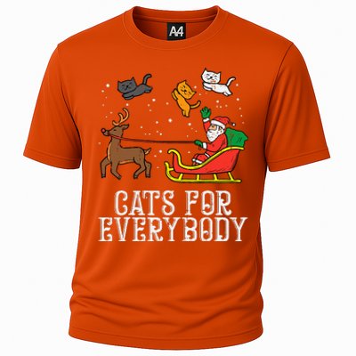 Cats For Everybody Christmas Cat Funny Xmas Santa Cooling Performance Crew T-Shirt