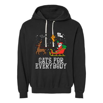 Cats For Everybody Christmas Cat Funny Xmas Santa Garment-Dyed Fleece Hoodie