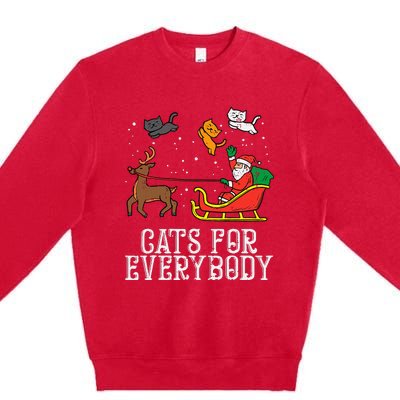 Cats For Everybody Christmas Cat Funny Xmas Santa Premium Crewneck Sweatshirt