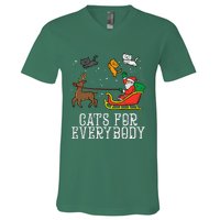 Cats For Everybody Christmas Cat Funny Xmas Santa V-Neck T-Shirt