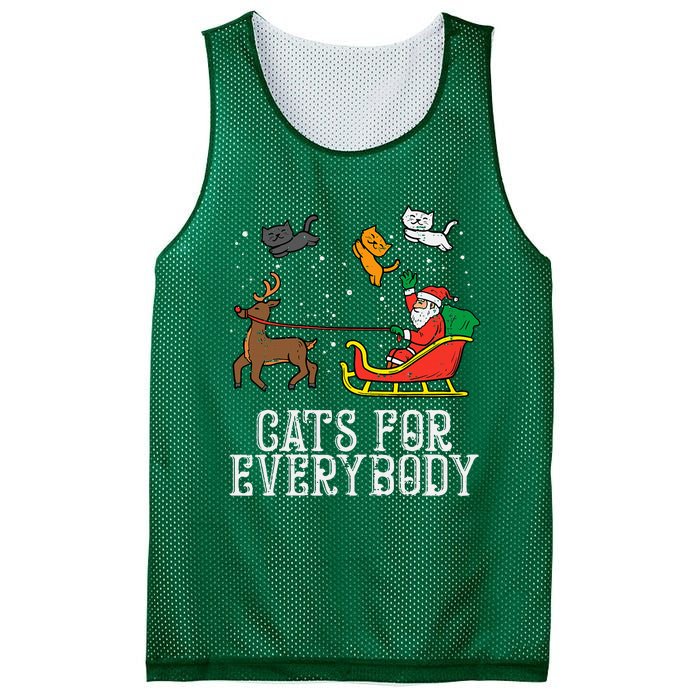 Cats For Everybody Christmas Cat Funny Xmas Santa Mesh Reversible Basketball Jersey Tank