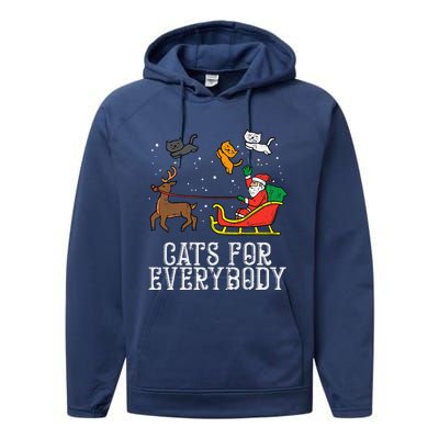 Cats For Everybody Christmas Cat Funny Xmas Santa Performance Fleece Hoodie