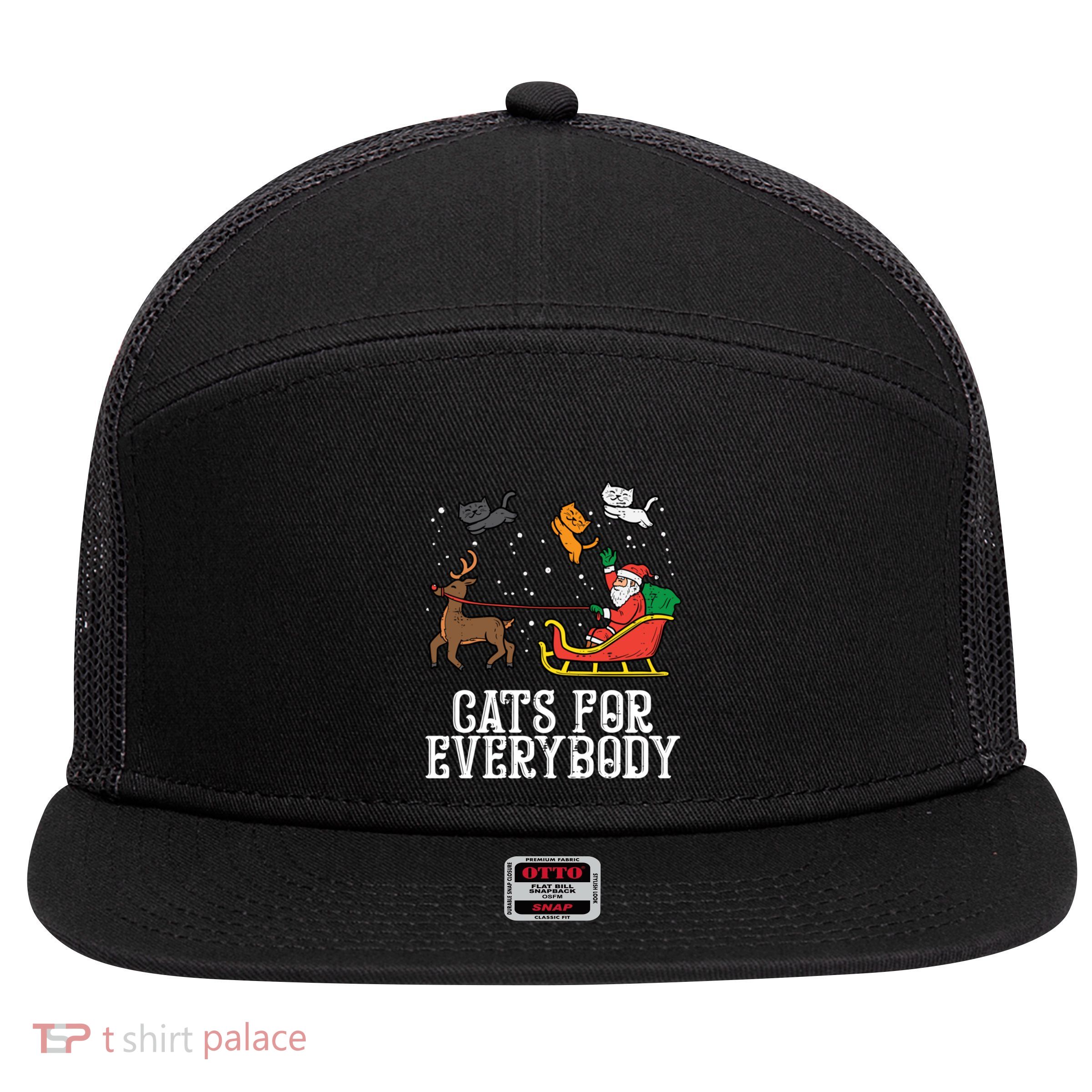 Cats For Everybody Christmas Cute Cat Lover Xmas Pajamas Gift 7 Panel Mesh Trucker Snapback Hat