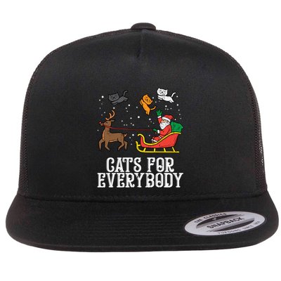 Cats For Everybody Christmas Cute Cat Lover Xmas Pajamas Gift Flatbill Hat