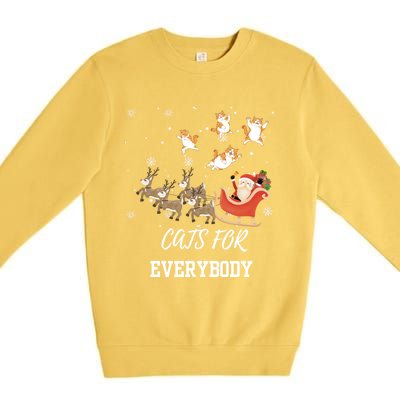 Cats For Everybody Xmas Christmas Funny Santa Gift Premium Crewneck Sweatshirt