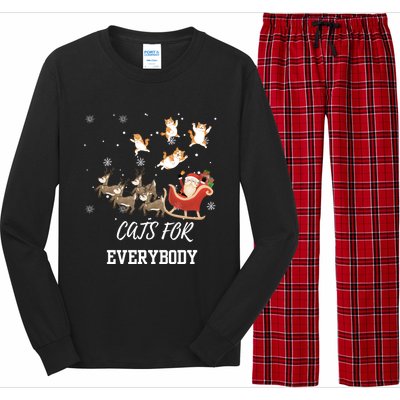 Cats For Everybody Xmas Christmas Funny Santa Gift Long Sleeve Pajama Set