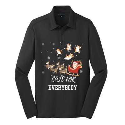 Cats For Everybody Xmas Christmas Funny Santa Gift Silk Touch Performance Long Sleeve Polo