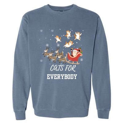 Cats For Everybody Xmas Christmas Funny Santa Gift Garment-Dyed Sweatshirt