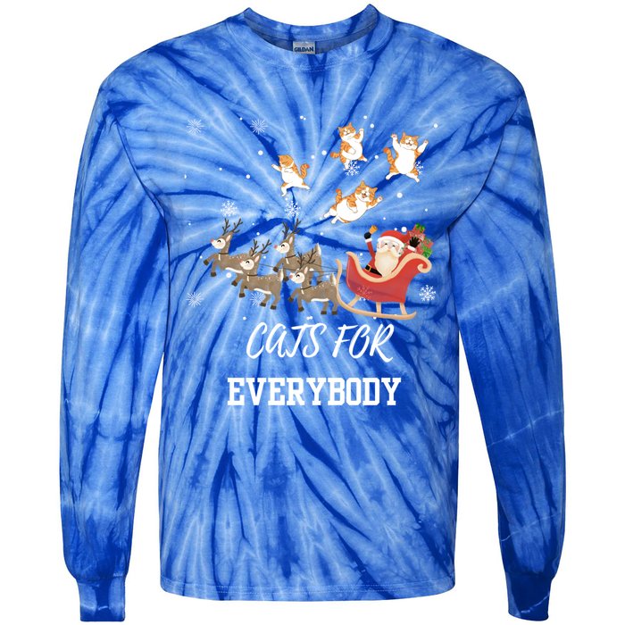 Cats For Everybody Xmas Christmas Funny Santa Gift Tie-Dye Long Sleeve Shirt