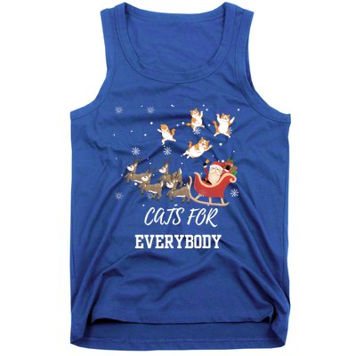 Cats For Everybody Xmas Christmas Funny Santa Gift Tank Top