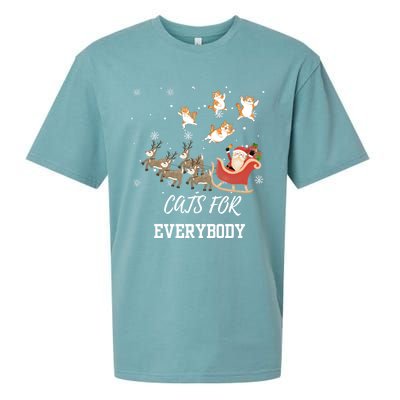 Cats For Everybody Xmas Christmas Funny Santa Gift Sueded Cloud Jersey T-Shirt