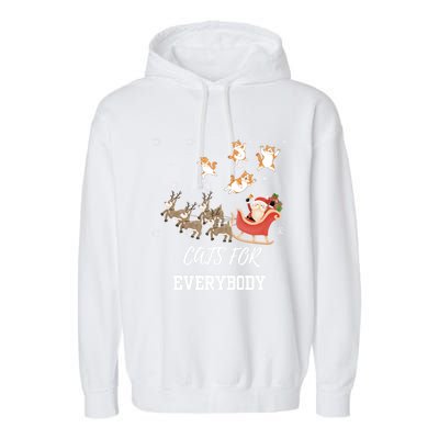 Cats For Everybody Xmas Christmas Funny Santa Gift Garment-Dyed Fleece Hoodie