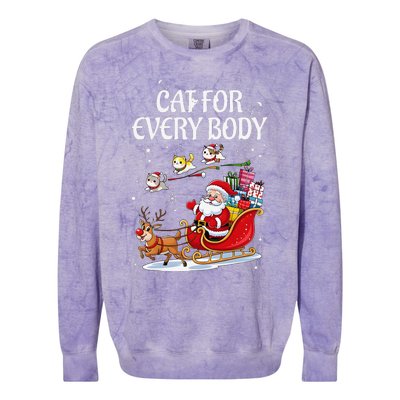 Cats For Everybody Christmas Cat Funny Xmassanta Colorblast Crewneck Sweatshirt