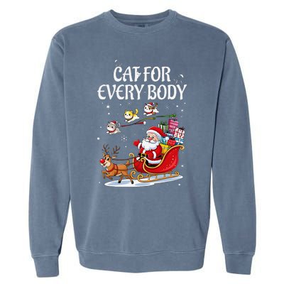 Cats For Everybody Christmas Cat Funny Xmassanta Garment-Dyed Sweatshirt