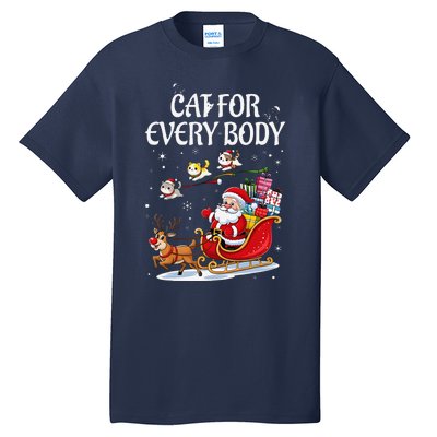 Cats For Everybody Christmas Cat Funny Xmassanta Tall T-Shirt