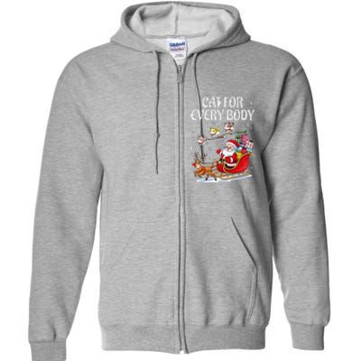 Cats For Everybody Christmas Cat Funny Xmassanta Full Zip Hoodie