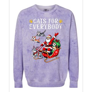 Cats For Everybody Christmas Cat Funny Xmas Cat Santa Lover Colorblast Crewneck Sweatshirt