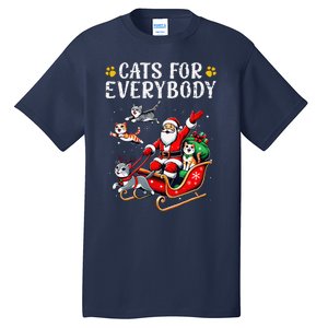 Cats For Everybody Christmas Cat Funny Xmas Cat Santa Lover Tall T-Shirt