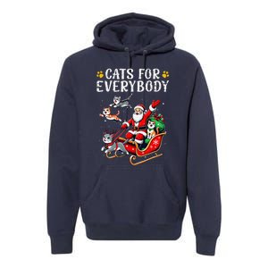 Cats For Everybody Christmas Cat Funny Xmas Cat Santa Lover Premium Hoodie