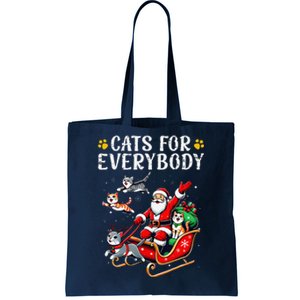 Cats For Everybody Christmas Cat Funny Xmas Cat Santa Lover Tote Bag