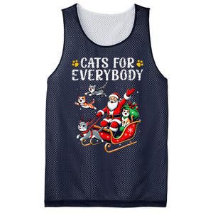 Cats For Everybody Christmas Cat Funny Xmas Cat Santa Lover Mesh Reversible Basketball Jersey Tank