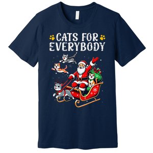 Cats For Everybody Christmas Cat Funny Xmas Cat Santa Lover Premium T-Shirt