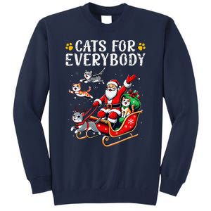 Cats For Everybody Christmas Cat Funny Xmas Cat Santa Lover Tall Sweatshirt