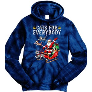 Cats For Everybody Christmas Cat Funny Xmas Cat Santa Lover Tie Dye Hoodie