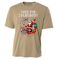 Cats For Everybody Christmas Cat Funny Xmas Cat Santa Lover Cooling Performance Crew T-Shirt