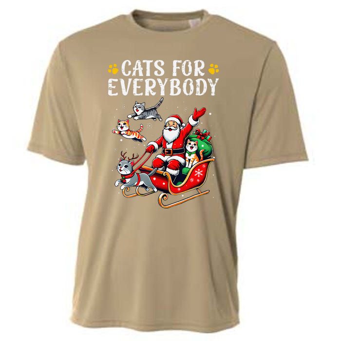 Cats For Everybody Christmas Cat Funny Xmas Cat Santa Lover Cooling Performance Crew T-Shirt