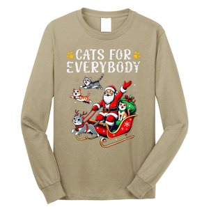 Cats For Everybody Christmas Cat Funny Xmas Cat Santa Lover Long Sleeve Shirt