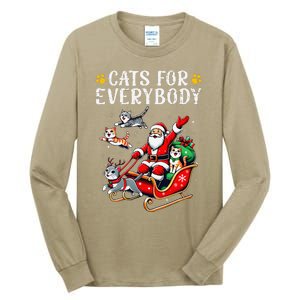 Cats For Everybody Christmas Cat Funny Xmas Cat Santa Lover Tall Long Sleeve T-Shirt