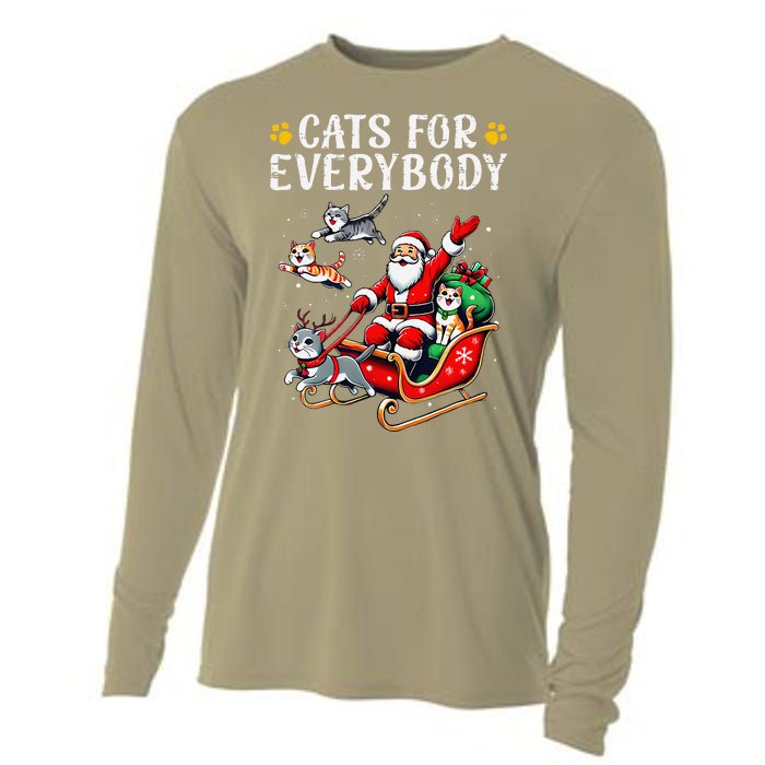 Cats For Everybody Christmas Cat Funny Xmas Cat Santa Lover Cooling Performance Long Sleeve Crew