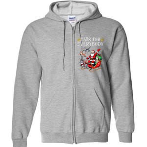 Cats For Everybody Christmas Cat Funny Xmas Cat Santa Lover Full Zip Hoodie